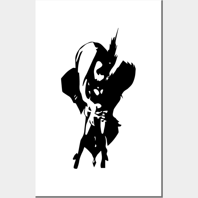 Panda warrior minimal silhouette white Wall Art by WannabeArtworks